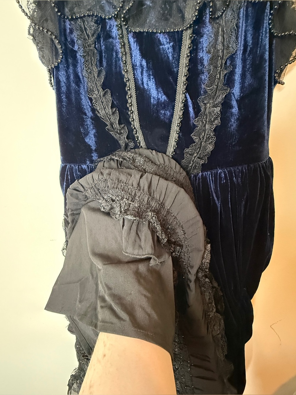 Dark In Love Indigo Dusk Midi Dress Large Romantic Gothic Blue Velvet Sleeveless - Picture 5 of 10